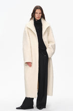 "Song of Snowland"Women's mohair wool stand collar coat autumn and winter loose woolen coat