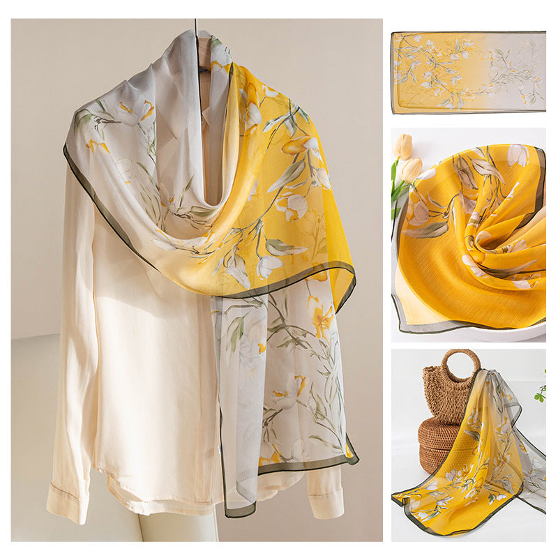 Silk Scarf Women's Mulberry Silk Printed Shawl