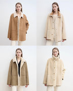 Vintage Manor high quality wool contrast lapel reversible  Shearling jacket