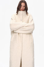 "Song of Snowland"Women's mohair wool stand collar coat autumn and winter loose woolen coat