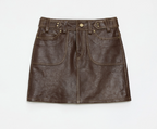 "Houston Street" New Zealand imported sheep leather vintage A-line short skirt