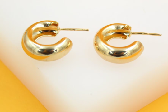 18K Gold Filled Chunky Thick Huggies