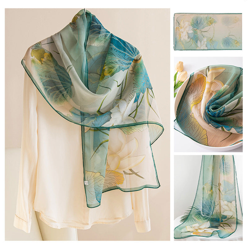 Silk Scarf Women's Mulberry Silk Printed Shawl