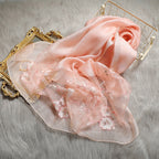 Silk Wool Blended  Embroidered Scarves
