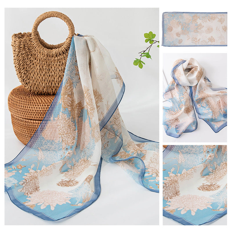 Silk Scarf Women's Mulberry Silk Printed Shawl