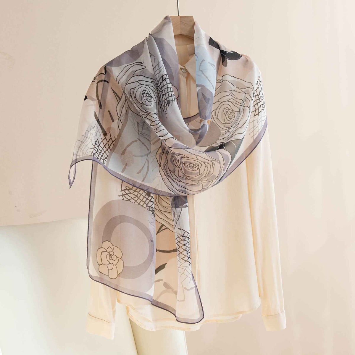 Silk Scarf Women's Mulberry Silk Printed Shawl
