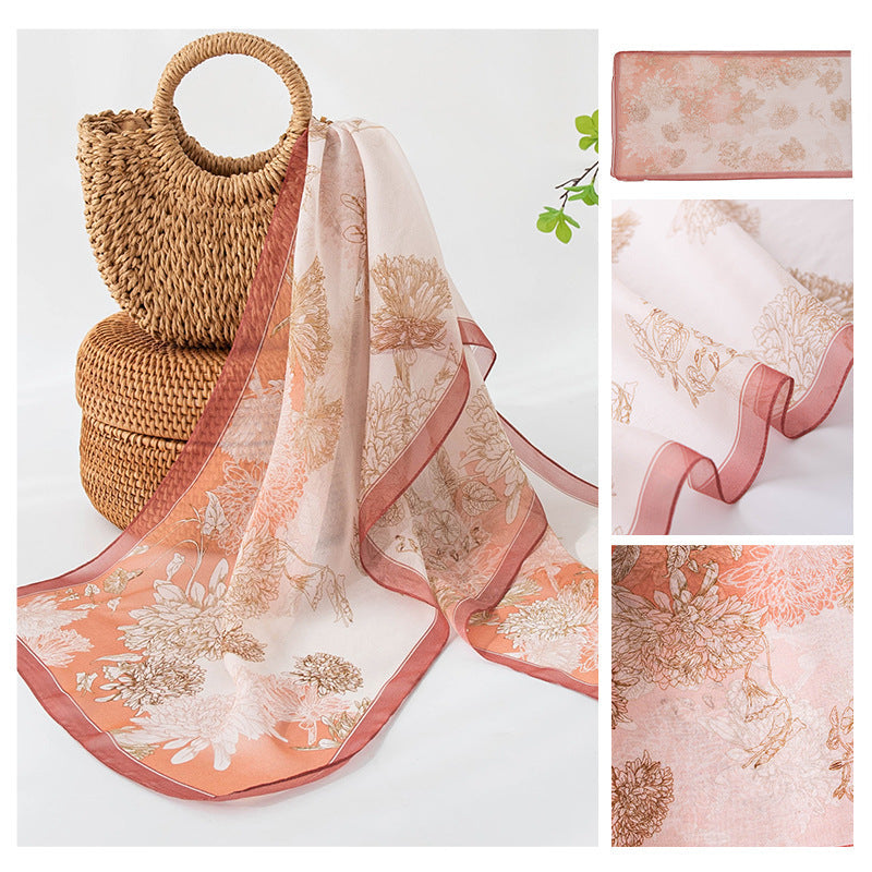 Silk Scarf Women's Mulberry Silk Printed Shawl