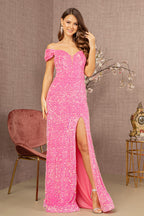 Sequin Off Shoulder Lace-up Back Velvet Mermaid Long Prom Dress GLGL3148