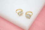 Flower CZ Gemstone Huggies Earrings (L73) [STYLE CC]